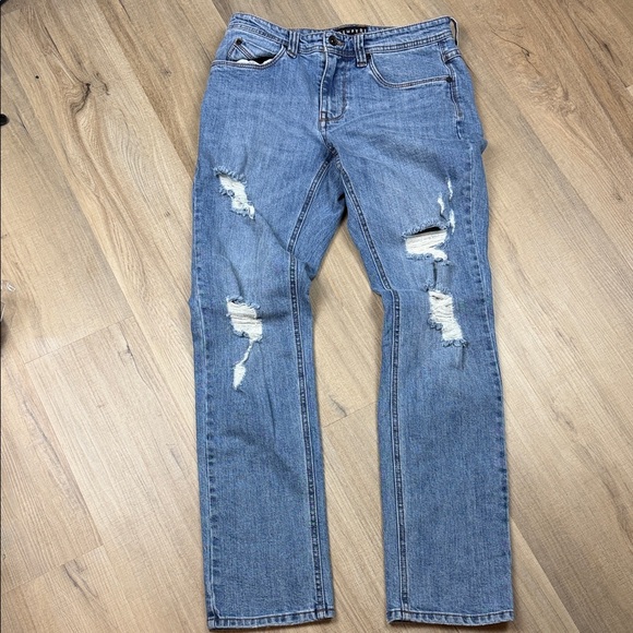 Empyre Other - Empyre Men’s Skeletor Skater Distressed Light Blue Ripped Slim Fit Jeans. Sz 30